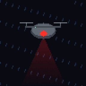 A hovering patrol drone